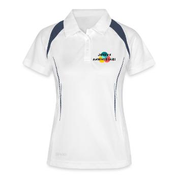ALLES GUTE ZUM GEBURTSTAG. ALLES GUTE ZUM GEBURTSTAG. JAHRESTAG. - Frauen Polo atmungsaktiv - Weiß/Navy - Vorne