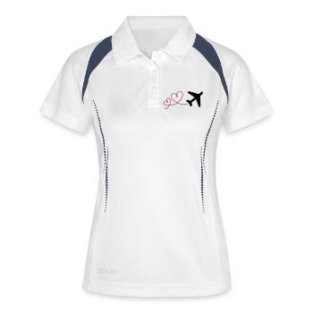 Avion à 2 cœurs - Polo respirant Femme - blanc/marine - Devant