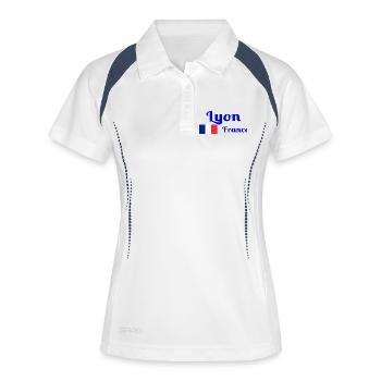 Lyon France- Imprimés stylés - Polo respirant Femme - blanc/marine - Devant