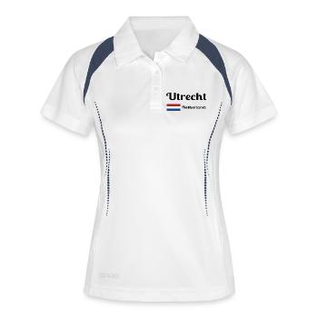 Utrecht, Pays-Bas - Imprimés élégants - Polo respirant Femme - blanc/marine - Devant