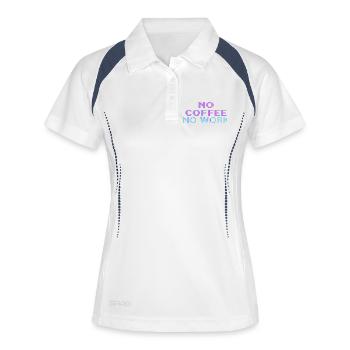 No Coffee No Work – T-shirt pixel art rétro gaming - Polo respirant Femme - blanc/marine - Devant