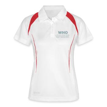 Wen kümmert es drucken - Frauen Polo atmungsaktiv - Weiß/Navy - Vorne