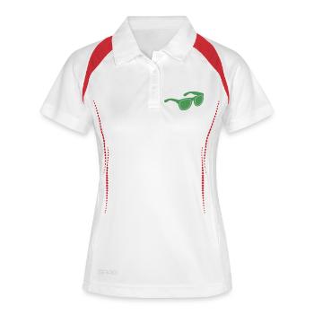 Grüne Sonnenbrille Grafik - Frauen Polo atmungsaktiv - Weiß/Navy - Vorne
