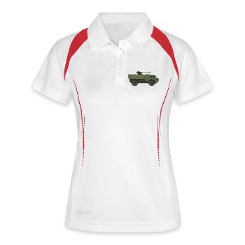 Militärpanzer - Frauen Polo atmungsaktiv - Weiß/Navy - Vorne