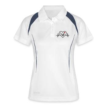 Golf Herz Sport Leidenschaft Ball Schläger - Frauen Polo atmungsaktiv - Weiß/Navy - Vorne