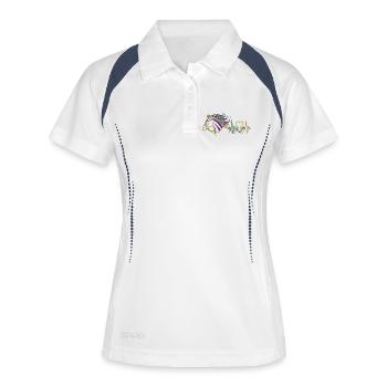 Cadeau mignon pour cavalier ECG du battement cardiaque du cheval - Polo respirant Femme - blanc/marine - Devant