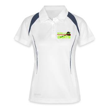 Fabriqué pour les fléchettes, édition néon, cent quatre-vingts - Polo respirant Femme - blanc/marine - Devant
