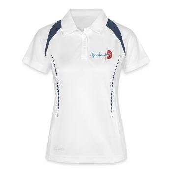 Nierenrhythmus Grafik - Frauen Polo atmungsaktiv - Weiß/Navy - Vorne