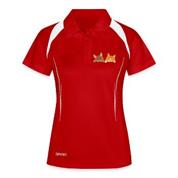 Peeking_cute_two_ginger_cats - Polo respirant Femme - blanc/marine - Devant