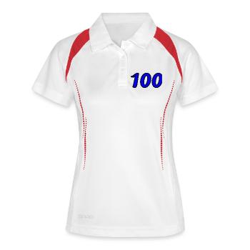 100. 100 ANS. 100e ANNIVERSAIRE. ANNIVERSAIRE 100  - Polo respirant Femme - blanc/marine - Devant