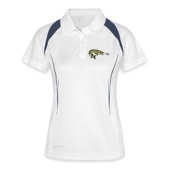 Le brochet chasse le poisson - Polo respirant Femme - blanc/marine - Devant
