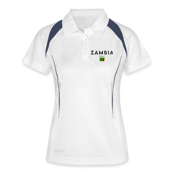 Drapeau zambien, design minimaliste élégant - Polo respirant Femme - blanc/marine - Devant