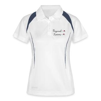 Personal Trainer - Frauen Polo atmungsaktiv - Weiß/Navy - Vorne