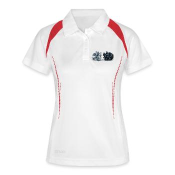Schwarz-gegen-Weiß-Ritter-Kampf - Frauen Polo atmungsaktiv - Weiß/Navy - Vorne