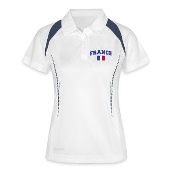 Frankreich Flagge Fahne - Frauen Polo atmungsaktiv - Weiß/Navy - Vorne