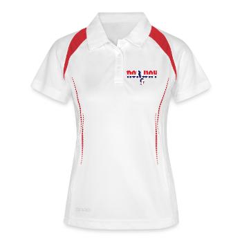 Lettrage norvégien – Design moderne norvégien - Polo respirant Femme - blanc/marine - Devant