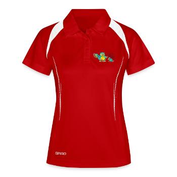 Bunte Eulenfreundschaft Szene - Frauen Polo atmungsaktiv - Weiß/Navy - Vorne