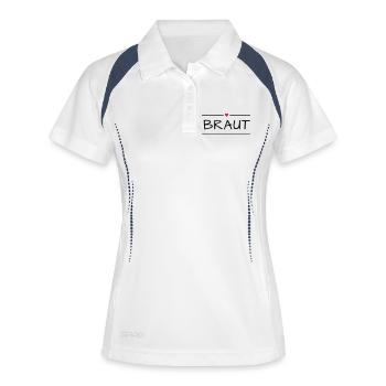 Braut Junggesellinnenabschied - Frauen Polo atmungsaktiv - Weiß/Navy - Vorne