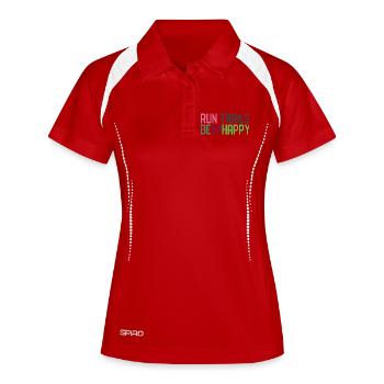 Laufstrecken Seien Sie glücklich - Frauen Polo atmungsaktiv - Weiß/Navy - Vorne