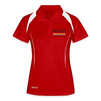 Pride Month LGBT - Stolz! - Frauen Polo atmungsaktiv - Weiß/Navy - Vorne