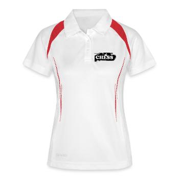 chess logo Schach Turnier Cup Verein Team Krone - Frauen Polo atmungsaktiv - Weiß/Navy - Vorne