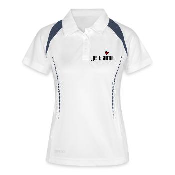 PAPA. FÊTE DES PÈRES. BONNE FÊTE PAPA. BONNE FÊTE. - Polo respirant Femme - blanc/marine - Devant