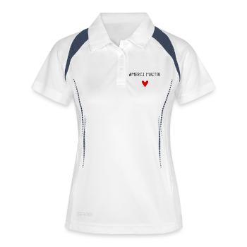 MAÎTRE. MAITRE. MERCI. MERCI MAÎTRE. MAITRE - Polo respirant Femme - blanc/marine - Devant