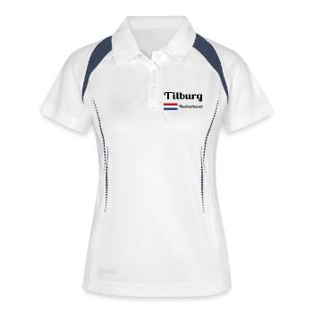 Tilburg, Pays-Bas- Imprimés élégants - Polo respirant Femme - blanc/marine - Devant