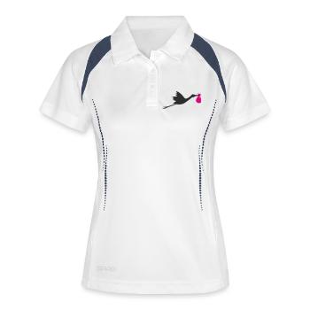 Klapperstorch Storch Mädchen rosa - Frauen Polo atmungsaktiv - Weiß/Navy - Vorne