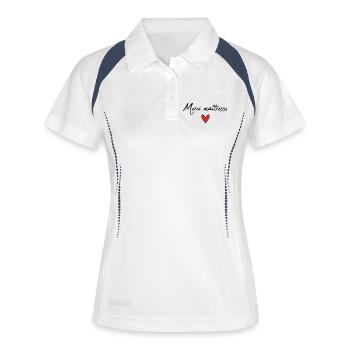 MAÎTRESSE. COEUR. MAITRE. MERCI. MERCI MAÎTRESSE. - Polo respirant Femme - blanc/marine - Devant