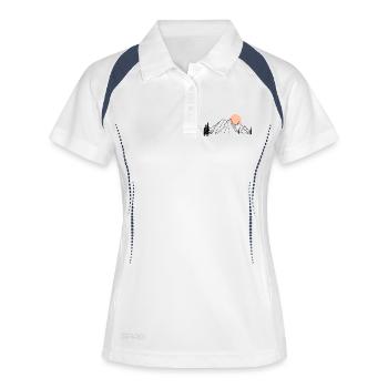 Silhouette de montagne ensoleillée - Polo respirant Femme - blanc/marine - Devant