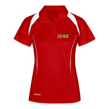 Paix Paix Urkaine Colombe de la Paix - Polo respirant Femme - blanc/marine - Devant