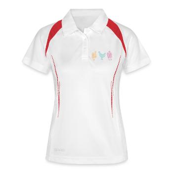 Poulet au cœur - Polo respirant Femme - blanc/marine - Devant
