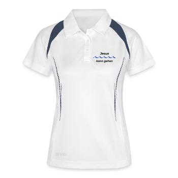 Jesus kann gehen - Frauen Polo atmungsaktiv - Weiß/Navy - Vorne