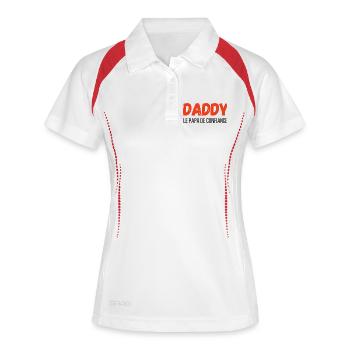 Daddy le papa de confiance- idée cadeau  - Polo respirant Femme - blanc/marine - Devant