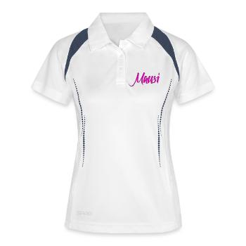 Mausi_Spruch - Polo respirant Femme - blanc/marine - Devant