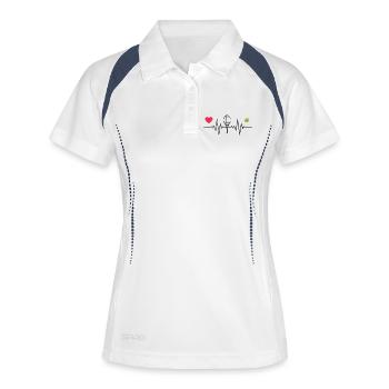 Tennis ist mein Herzschlag - Frauen Polo atmungsaktiv - Weiß/Navy - Vorne
