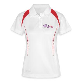 verliebte Vögel - Frauen Polo atmungsaktiv - Weiß/Navy - Vorne