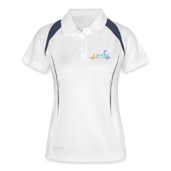 Katze Herzschlag Katzenliebhaber Geschenkidee - Frauen Polo atmungsaktiv - Weiß/Navy - Vorne