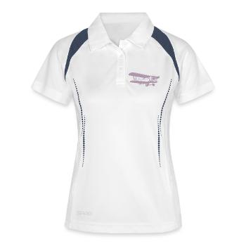 Doppeldecker Pilot Retro Minimalistisch - Frauen Polo atmungsaktiv - Weiß/Navy - Vorne