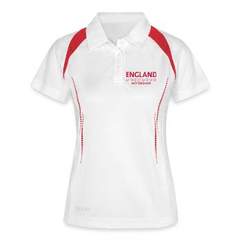 Design du maillot de football de l’Angleterre à Nottingham - Polo respirant Femme - blanc/marine - Devant