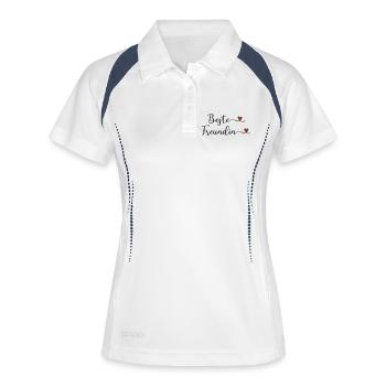 Beste Freundin Herz Geschenk - Frauen Polo atmungsaktiv - Weiß/Navy - Vorne