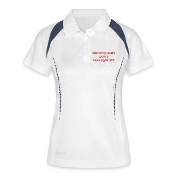 Men of Quality Don't Fear Equality - Frauen Polo atmungsaktiv - Weiß/Navy - Vorne