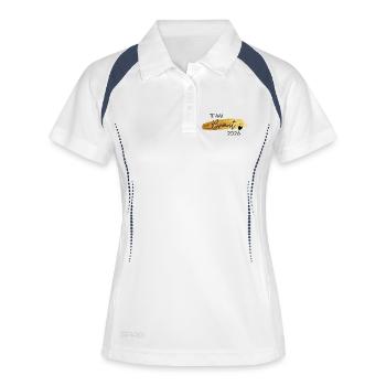 Braut Gold Herz Hochzeit JGA Team Bride Geschenk - Frauen Polo atmungsaktiv - Weiß/Navy - Vorne