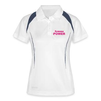femme Pouvoir - Femme - Femmes - Pouvoir des Femmes - Femmes - Polo respirant Femme - blanc/marine - Devant