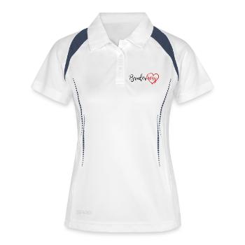 Bruderherz - Frauen Polo atmungsaktiv - Weiß/Navy - Vorne