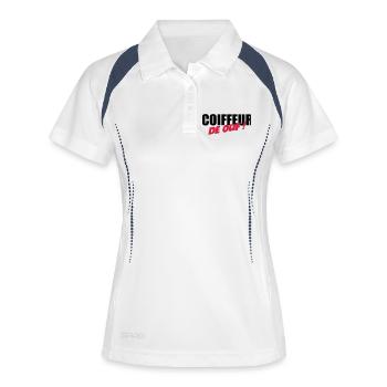 Coiffure / Coiffeur / Coiffeuse / Mode / Cheveux - Polo respirant Femme - blanc/marine - Devant