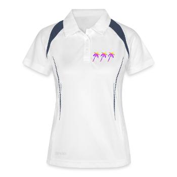 Palmen - Frauen Polo atmungsaktiv - Weiß/Navy - Vorne