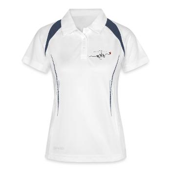 Liebe ist wir -Zusammen Partner Love - Frauen Polo atmungsaktiv - Weiß/Navy - Vorne