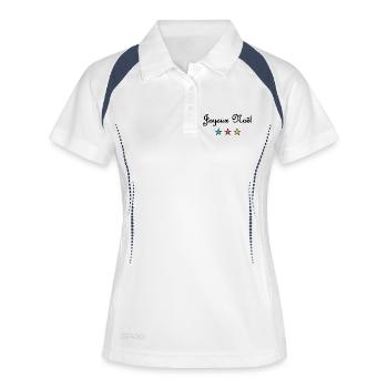 WEIHNACHTEN. FROHE WEIHNACHTEN. FROHE WEIHNACHTEN. WEIHNACHTSMANN - Frauen Polo atmungsaktiv - Weiß/Navy - Vorne